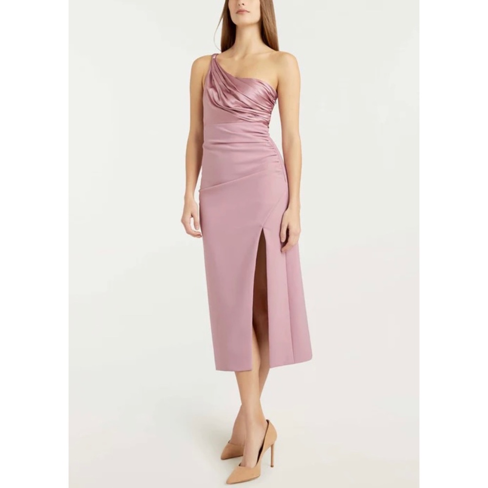 NEW Cinq a Sept Trenton One Shoulder Silk Bodice Slit Dress, Size 10